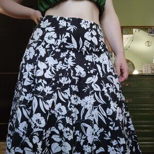 Black and white floral skirt